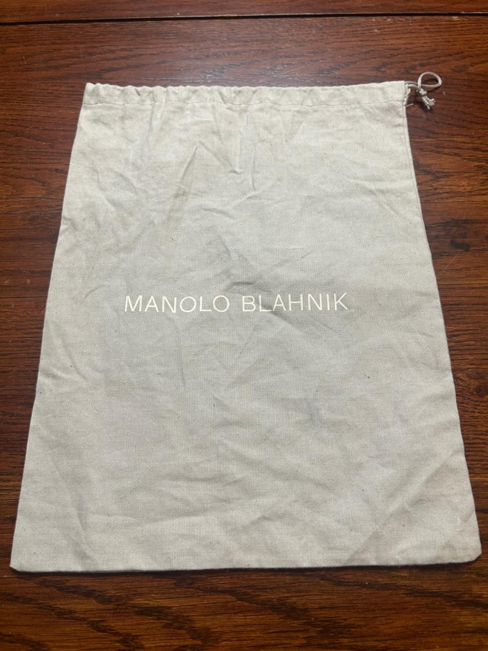 Manolo Blahnik Beige Drawstring Logo Dust Bag